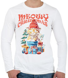 printfashion Karácsonyi cica - Férfi hosszú ujjú póló - Fehér (16973814)