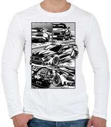 printfashion MUSTANG GTR - Férfi hosszú ujjú póló - Fehér (17392842)