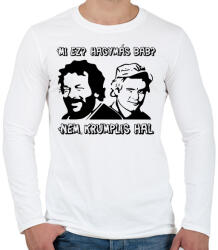 printfashion Bud Spencer és Terence Hill ( Mi ez? Hagymás bab? ) - Férfi hosszú ujjú póló - Fehér (16946364)