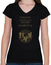 printfashion Salsa Zouk Bachata dancer S0204 gold - Női V-nyakú póló - Fekete (16942807)