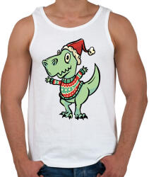 printfashion Integető karácsonyi t-rex - Férfi atléta - Fehér (17003038)