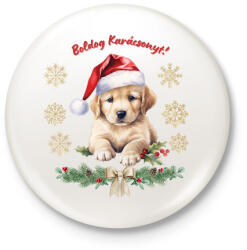 printfashion Golden retriever karácsony - Kitűző, hűtőmágnes - Fehér (17151027)