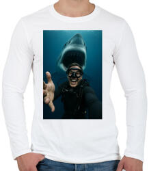 printfashion Shark - Férfi hosszú ujjú póló - Fehér (17430028)