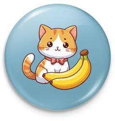 printfashion Banános cica - Kitűző, hűtőmágnes - Világoskék (17420435)