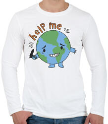 printfashion Föld bolygó - Férfi hosszú ujjú póló - Fehér (17111116)
