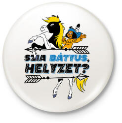 printfashion Yakari - Szia Bátyus, helyzet? - Kitűző, hűtőmágnes - Fehér (17373326)