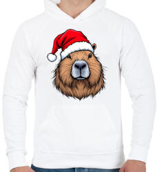 printfashion Karácsonyi capybara - Férfi kapucnis pulóver - Fehér (16959429)