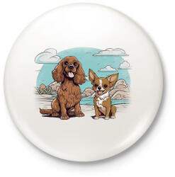 printfashion Csivava és spániel - Kitűző, hűtőmágnes - Fehér (17082608)