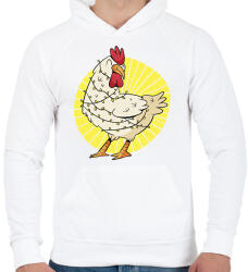 printfashion Karácsonyi csirke - Férfi kapucnis pulóver - Fehér (16982013)