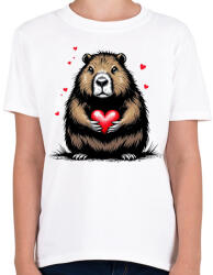printfashion Capybara valentin - Gyerek póló - Fehér (17229032)