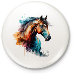 printfashion Ló - Kitűző, hűtőmágnes - Fehér (16875976)