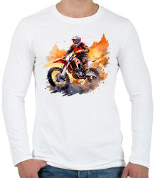 printfashion Motocross - Férfi hosszú ujjú póló - Fehér (16917628)