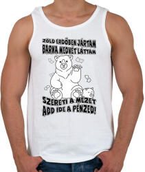 printfashion Zöld erdőben jártam barna medvét láttam - Férfi atléta - Fehér (17384244)