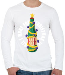 printfashion Sör karácsonyfa - Férfi hosszú ujjú póló - Fehér (16999491)