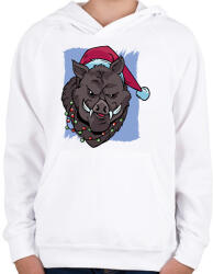 printfashion Karácsonyi disznó - Gyerek kapucnis pulóver - Fehér (16980321)