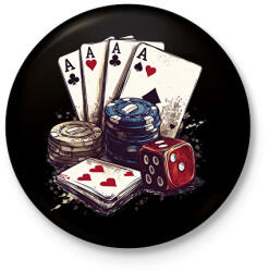 printfashion póker - Kitűző, hűtőmágnes - Fekete (17273097)