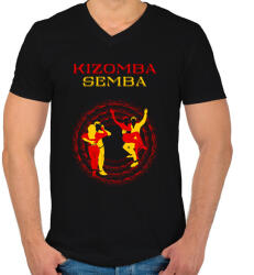 printfashion Kizomba Semba táncos S0201-ForBlackOnly - Férfi V-nyakú póló - Fekete (16922496)