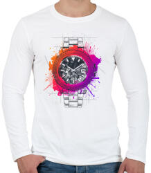 printfashion Színes óra - Férfi hosszú ujjú póló - Fehér (17173626)