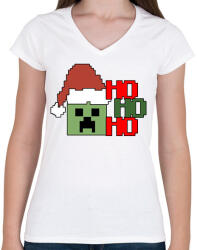 printfashion Karácsonyi creeper - Női V-nyakú póló - Fehér (16874780)