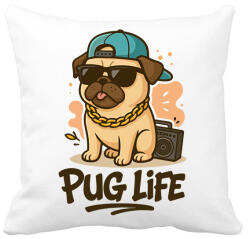 printfashion Pug Life - Párnahuzat, Díszpárnahuzat - Fehér (17439861)