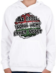 printfashion Az éjjel soha nem érhet véget - Gyerek kapucnis pulóver - Fehér (17345112)