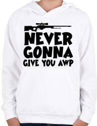 printfashion NEVER GONNA GIVE YOU AWP - Gyerek kapucnis pulóver - Fehér (17481980)