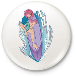 printfashion Anime lány szörföl - Kitűző, hűtőmágnes - Fehér (17036176)