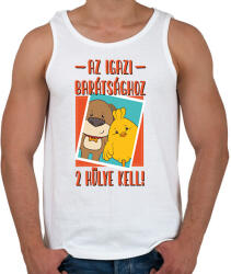 printfashion Az igazi barátsághoz 2 hülye kell - Férfi atléta - Fehér (17305510)