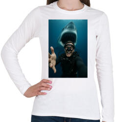 printfashion Shark - Női hosszú ujjú póló - Fehér (17430077)