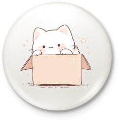 printfashion Cica dobozban - Kitűző, hűtőmágnes - Fehér (17104246)