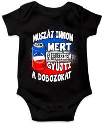 printfashion Muszáj innom mert a feleségem gyűjti a dobozokat - Baba Body - Fekete (17216863)