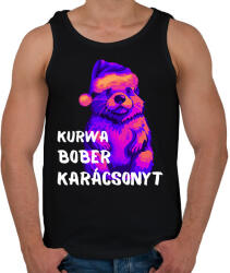 printfashion Kurwa bober karácsonyt - Férfi atléta - Fekete (17106987)