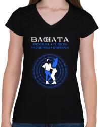 printfashion Bachata Sensual Moderna Urbana Fusion táncos S0201-forBlack - Női V-nyakú póló - Fekete (16926534)