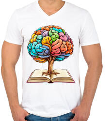 printfashion Kreatív agy - Férfi V-nyakú póló - Fehér (17075537)