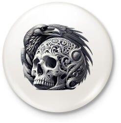 printfashion Koponya - Kitűző, hűtőmágnes - Fehér (17196059)