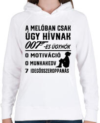 printfashion A melóban úgy hívnak 007-es ügynök 2 - Női kapucnis pulóver - Fehér (17219664)