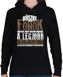 printfashion Büszke főnök - Női kapucnis pulóver - Fekete (17147577)