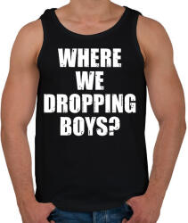 printfashion Where we dropping boys? - fehér - Férfi atléta - Fekete (17381995)