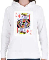 printfashion Király káró - Női kapucnis pulóver - Fehér (17163521)