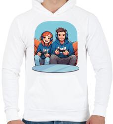 printfashion Gamer pár - Férfi kapucnis pulóver - Fehér (17181741)