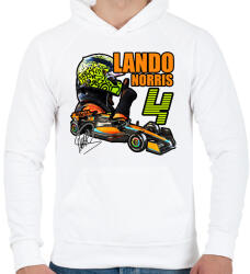 printfashion Lando Norris F1 - Férfi kapucnis pulóver - Fehér (17316351)