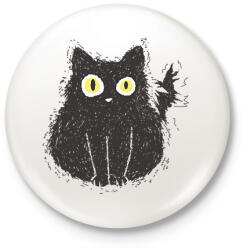 printfashion Fekete macska - Kitűző, hűtőmágnes - Fehér (17176710)