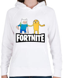 printfashion Jake és Finn Fortnite - Női kapucnis pulóver - Fehér (17448982)