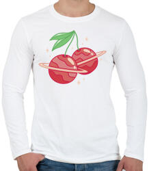 printfashion Cseresznye bolygók - Férfi hosszú ujjú póló - Fehér (17115139)
