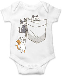 printfashion Cicák zsebben - Baba Body - Fehér (17105138)