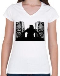 printfashion dj - Női V-nyakú póló - Fehér (17291628)