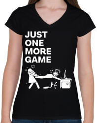 printfashion Just one more game - Női V-nyakú póló - Fekete (17112593)