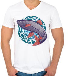printfashion Hal - Férfi V-nyakú póló - Fehér (17067438)