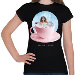 printfashion Kávéfürdő - Női póló - Fekete (17088829)