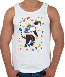 printfashion Falmászó macska - Férfi atléta - Fehér (17025887)